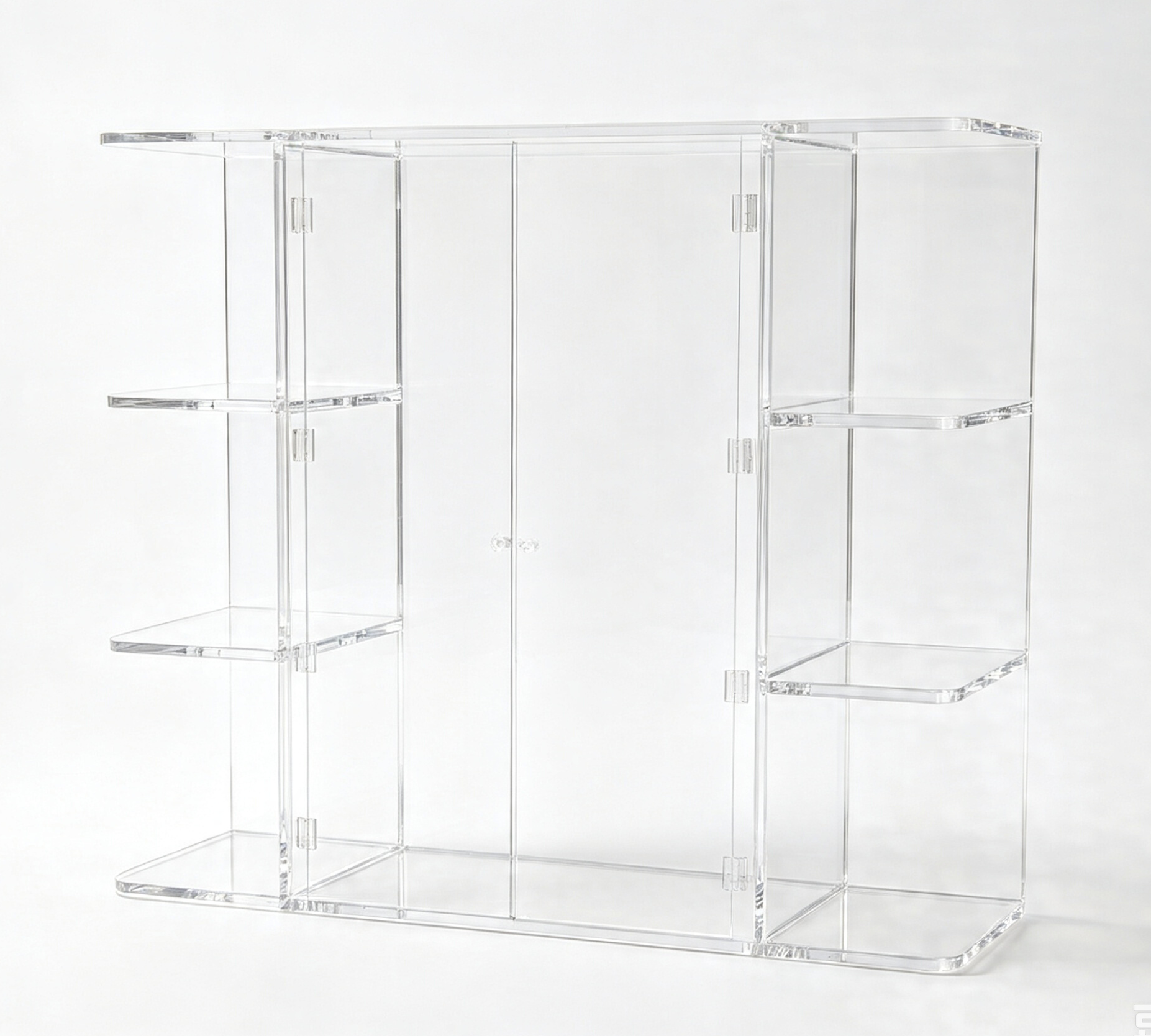 Multi-Shaped Knock-Down Clear Acrylic Display Cabinet With Doors - Image 1
