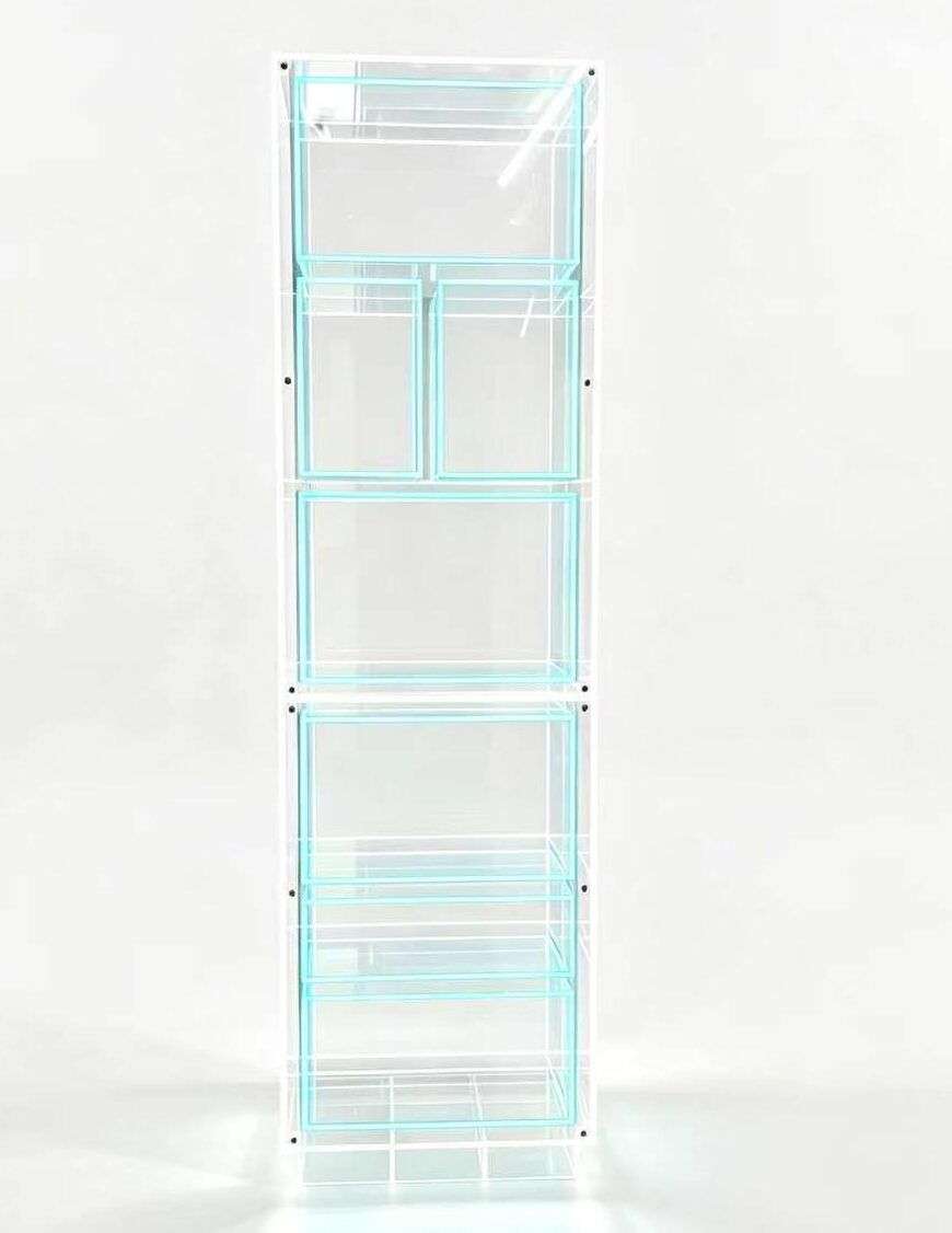 Ice Blue LED Lighted Acrylic Display Cabinet With Multi Layers & Protective Doors - Image 1
