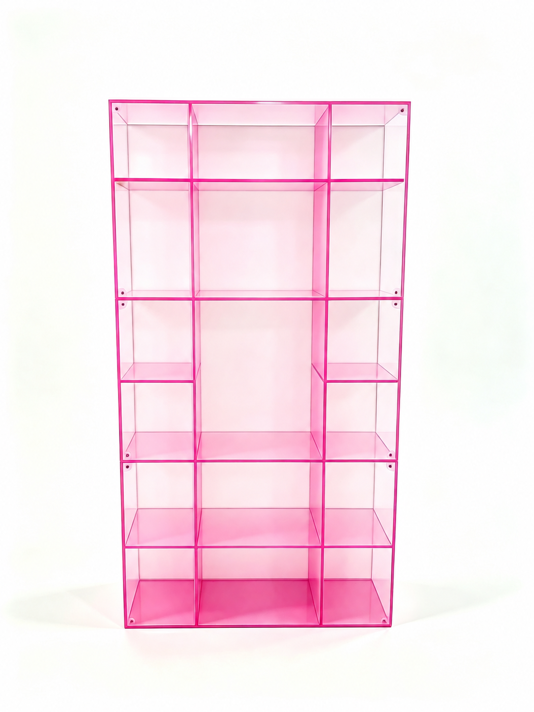 Custom Pink Acrylic Display Cabinet Custom pink acrylic display cabinet with open retail shelving